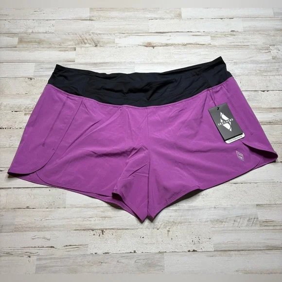 Skechers Shorts Womens 3XL Navy Black Running Athletic Mesh Lined Quick Dry NWT - Picture 1 of 15